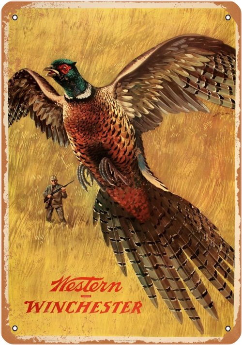 Winchester Pheasant Metal Sign - Vintage Reproduction