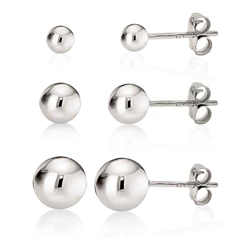Silver Sphere Trio Earring Set