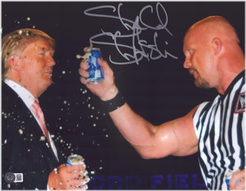 Legends Collide: Stone Cold Steve Austin and Donald Trump Signed Photo
