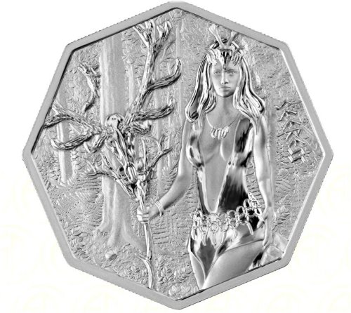 Germania Witchcraft Seeress 1oz Silver BU Octagonal Coin