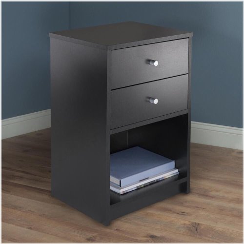 Black 2-Drawer Bedside Table Organizer