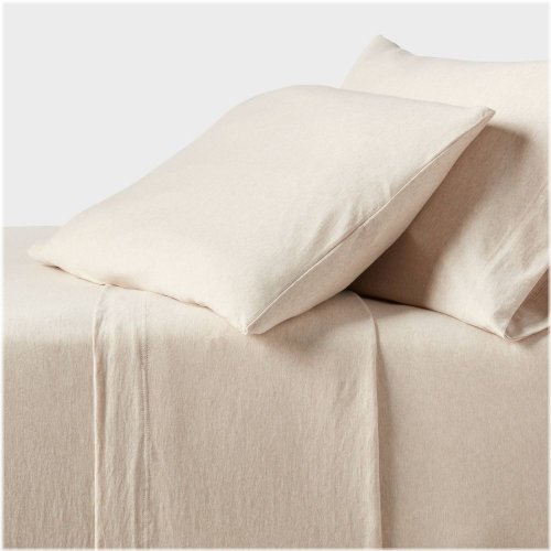 Heather Oatmeal Queen Jersey Sheet Sets by Threshold