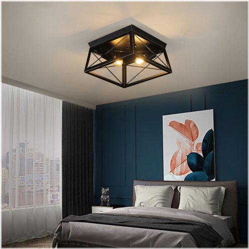 Black Matte Industrial Flush Mount