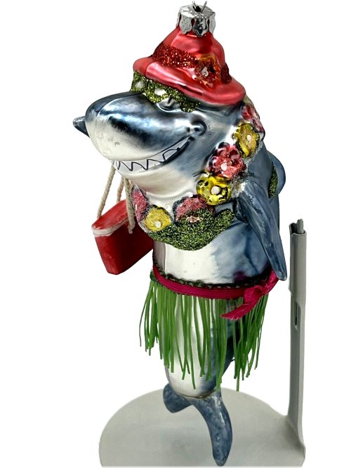 Tropical Shark Glass Ornament