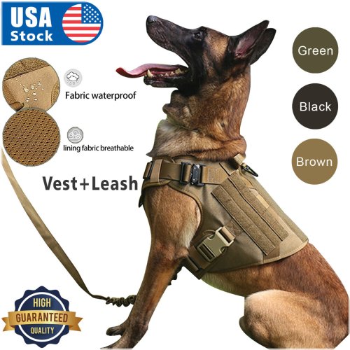 Tactical K9 Vest and Leash Set