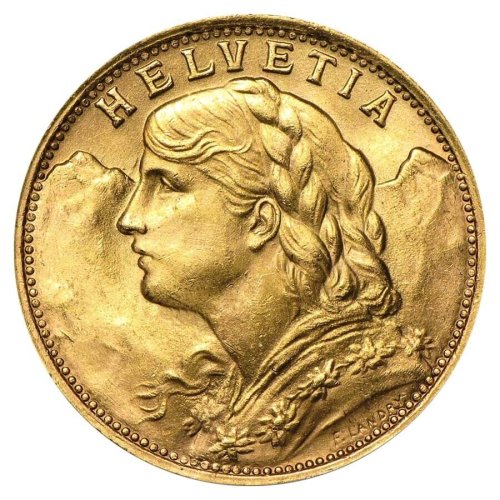 Swiss Helvetia Vreneli Gold Coin - Random Years (AGW .1867 oz AU/BU)