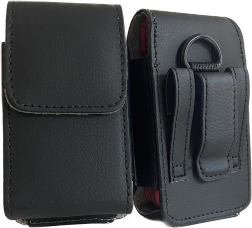 Black Leather Belt Loop Case for AT&T Basic Flip Phones