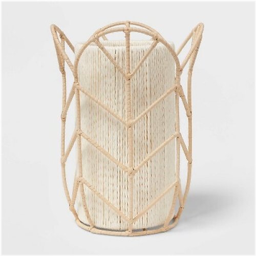 Rattan Tulip Cylinder Bedside Lamp - Pillowfort