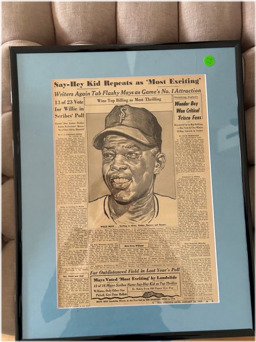 Nostalgic Legends: 1959 Willie Mays Sporting News Framed Art