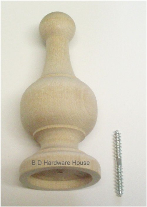 Wooden Finial Caps with Screws for Curtain Rods and Newel Posts