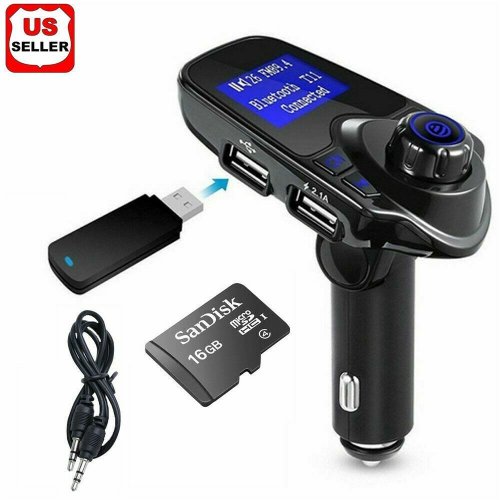 RoadTunes Wireless Car Adapter with USB Charging and FM Radio