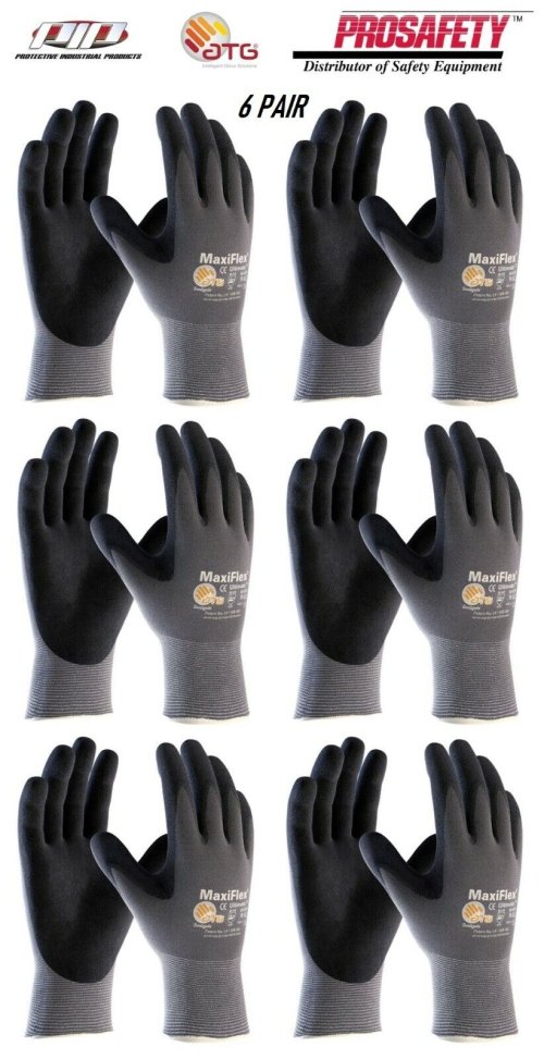 MaxiFlex Nitrile Coated Work Gloves (6 Pair)