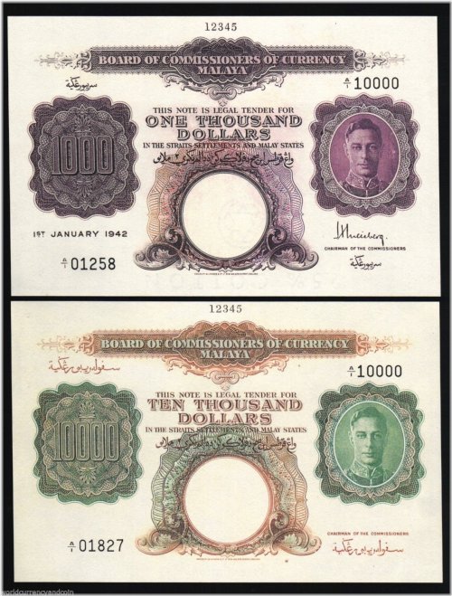 Malaya King George Banknote Set