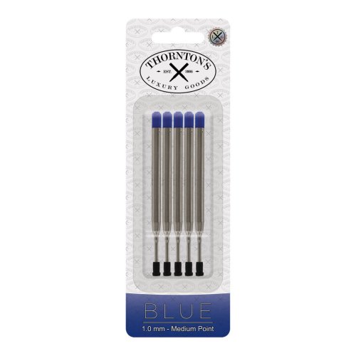 Thornton's Blue Medium Ballpoint Refills - Pack of 5