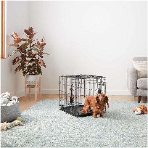 Black Dual-Door Wire Dog Kennel