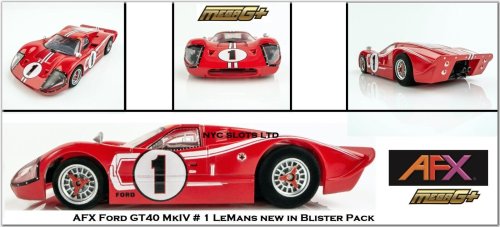 LeMans Mega G HO Slot Car - AFX Ford GT40 Mark IV #1 Compatible with Auto World 22042