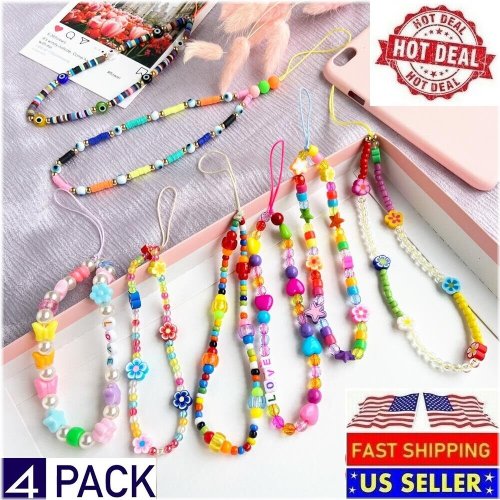 Colorful Beaded Phone Chain Set