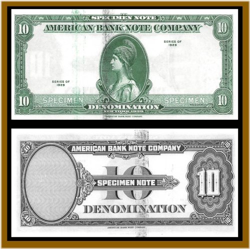 1828 ABNC 10-Dollar Specimen Note