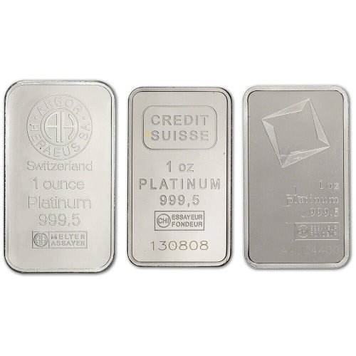 Pure Platinum Ingots - Authentic Secondary Market Bars - 1 oz - 999.5 Purity