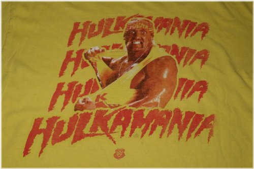 Retro Wrestling Legend T-Shirt - Hulk Hogan "Hulkamania" (XL) - Yellow