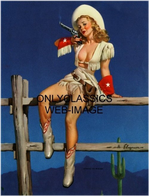 Sultry Aims of the Wild West" by Gil Elvgren