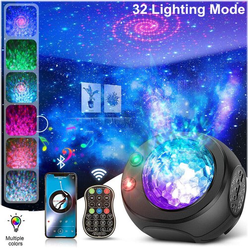 Starry Galaxy Night Lamp with Ocean Waves and Speaker Control