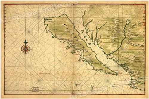 Vinckeboons' 1650s Map of California as an Island - 24x36 Print