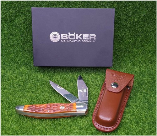 Brown Bone Folding Hunter Knife with Sheath - 110273BB