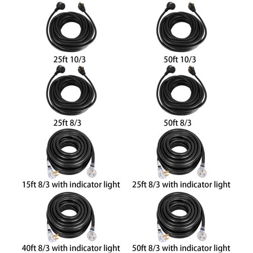 Heavy Duty Welder Extension Cord - 220V, 25'-50' Length, 10/3 and 8/3 Gauge