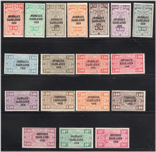 Belgium 1928 Newspaper Set - SC# P1-P19