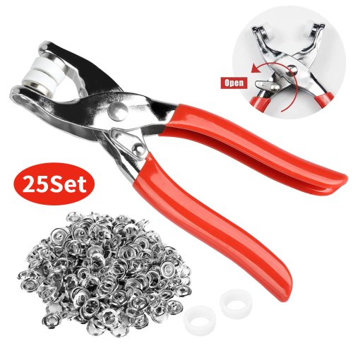 SnapMaster DIY Fastener Set with Prong Pliers - 100x 9.5mm Popper Studs