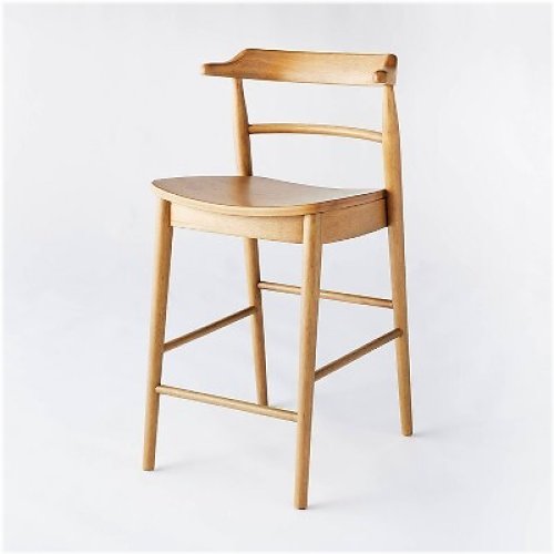 Curved Back Wood Counter Stool