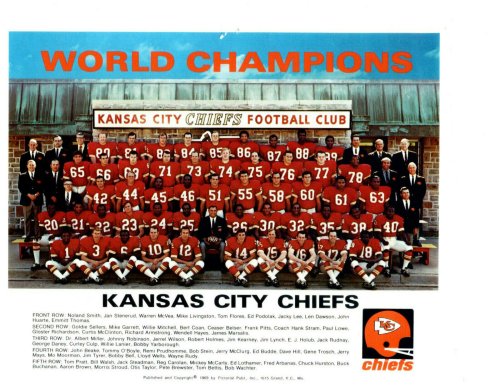 1969 Kansas City Chiefs Super Bowl Champions Team Photo