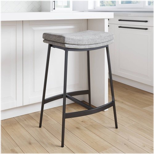 Feather Gray Metal Stool - Nathan