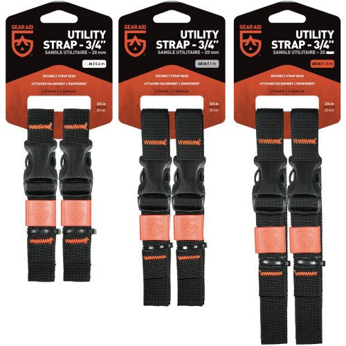 Black Utility Straps for Organizing Camping Gear - Set of 2