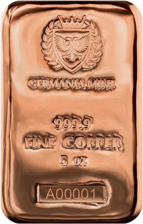 Germania Mint 5 oz 999.9 Fine Copper Cast Bar