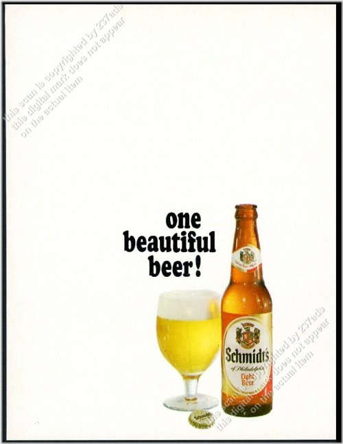 Schmidt's Light Beer Bottle Glass Vintage Print Ad