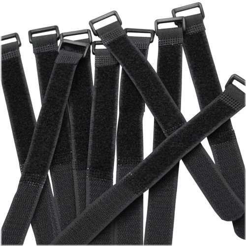 LoopLock Cable Straps - 10 Pack of Reusable 8 Inch Black Ties for Workshop Equipment