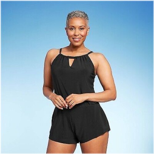 Aqua Green High Neck Swim Romper