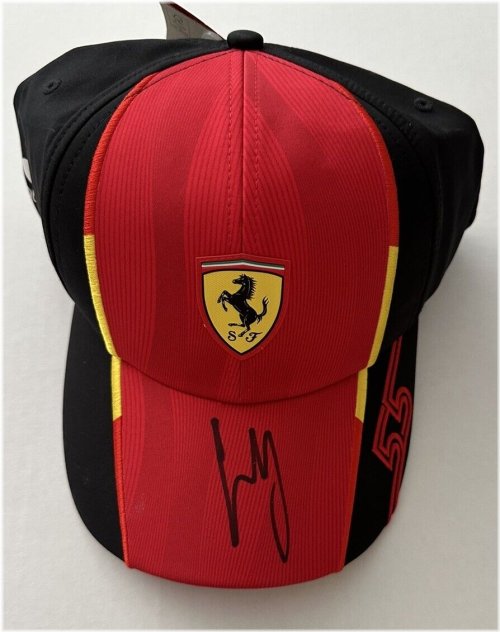 Carlos Sainz Autographed 2023 Ferrari #55 Driver Hat with PSA/DNA COA
