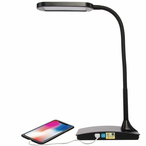 Black Touch Desk Lamp with USB Charging Port and 3 Brightness Levels