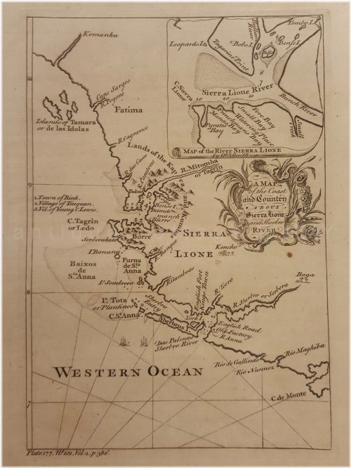 Sierra Leone Coast: Antique Cartography of Sherbro River in Africa
