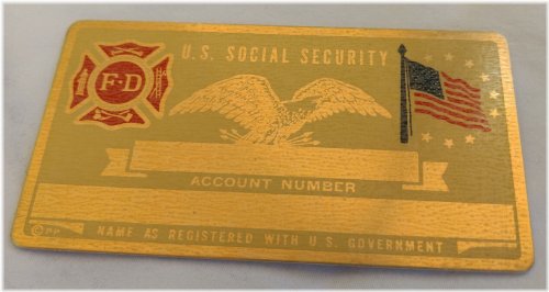 Perma Products Vintage Metal Social Security Card for Firefighters