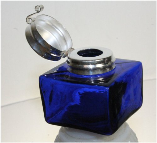 Blue Glass Ink Bottle