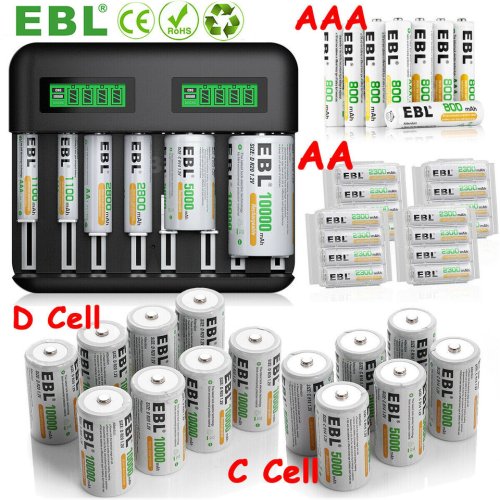 PowerCell Rechargeable Battery Set with LCD Charger