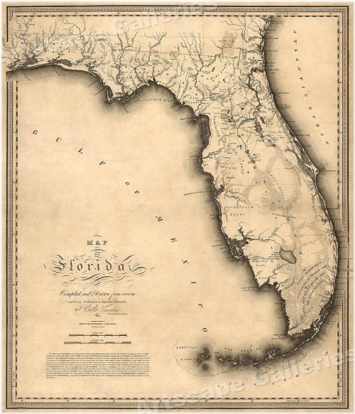 Florida and Gulf of Mexico Map - 1823 Historical Edition (20x24)