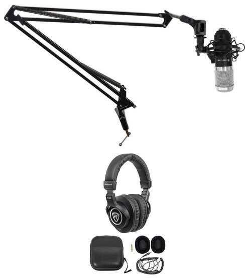 Streamer's Audio Kit: Microphone, Headphones, and Boom Arm Bundle