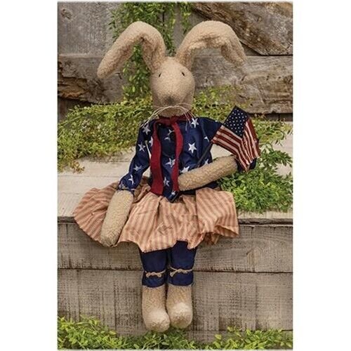 American Heritage Bunny Doll with Patriotic Flag and Bendable Ears
