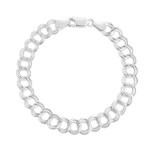 Double Link Silver Charm Bracelet