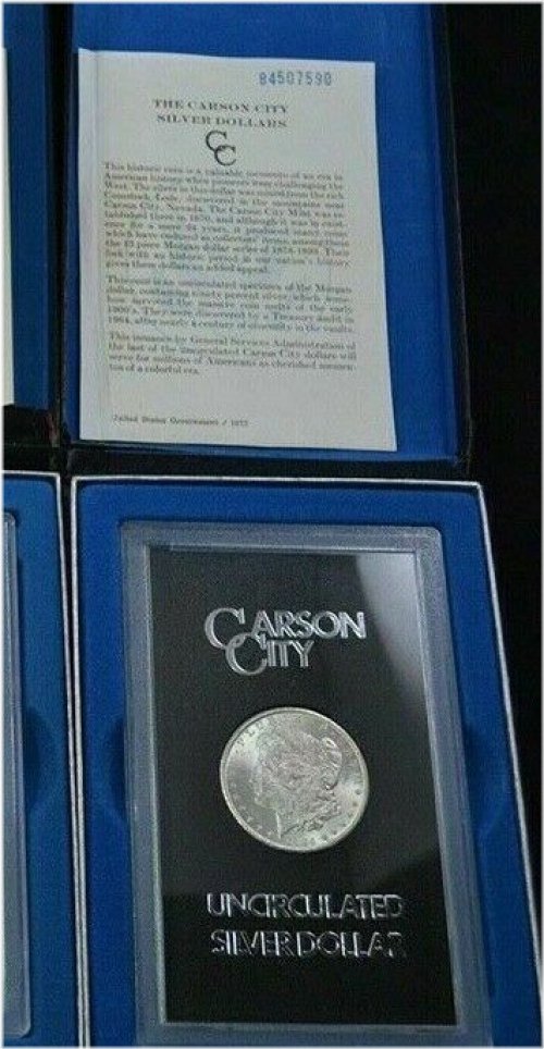 Carson City Uncirculated Silver Dollar with GSA Box and COA